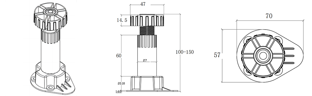 RR-B039 Furniture Leg Drawing