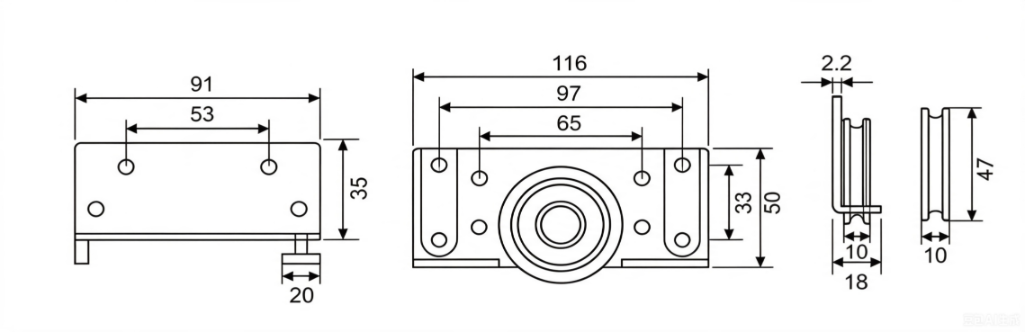 DF-C005 Door Roller Dimensions DF-C005 Door Roller Dimensions